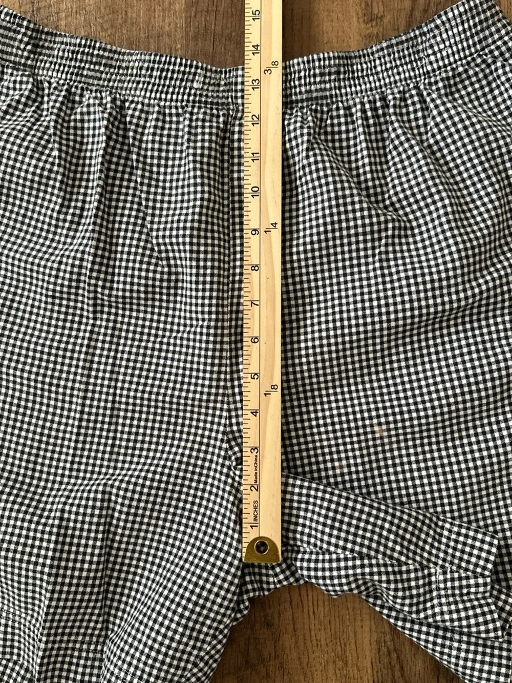 Black & White Gingham Elastic Waist Shorts Vintage Baxter & Wells Large